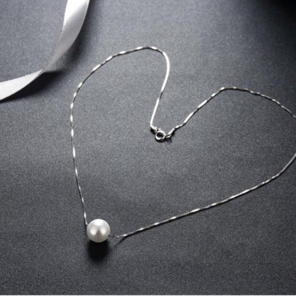 Jewelry - NEW 925 Sterling Silver Simple Pearl Necklace